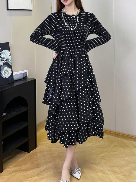 Long Sleeve A- Line Skirt Slimming Fall Women's Clothing - happyshop365247