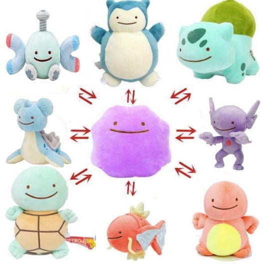 20cm Anime Pocket Animasl Ditto Pillow Cushion Transfer Pikachu Snorlax Squirtle Bulbasaur Stuffed Plush Dolls Toy Gift SA1947 - happyshop365247