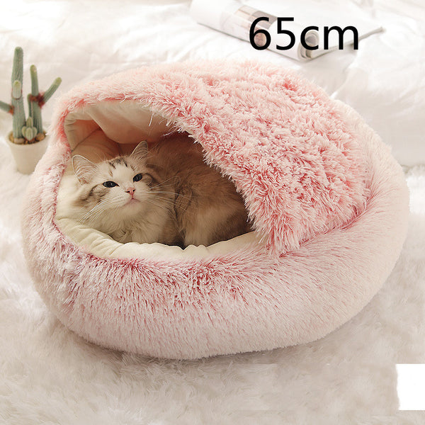 2 In 1 Dog And Cat Bed Pet Winter Bed Round Plush Warm Bed House Soft Long Plush Pets Bed Pet Products - happyshop365247