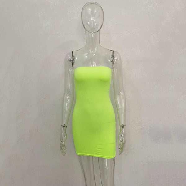 One-line Collar Hip Wrap Hundred Dresses For Women - happyshop365247