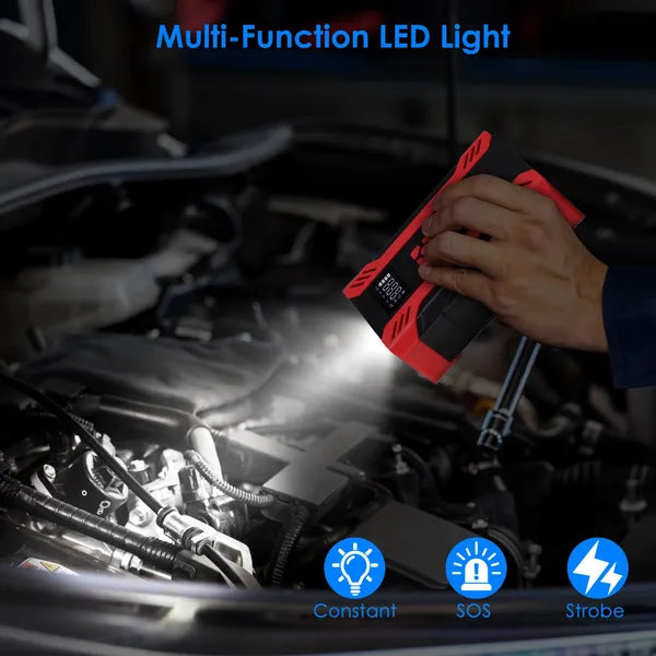 Car Jump Starter With Air Compressor Portable Car Battery Booster With Digital Tire Inflator With 2000mAh Peak Current For 12V Car 6.5L Gas Or 4.0L Diesel Engines