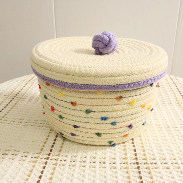 Creative desktop cosmetics storage woven basket - happyshop365247