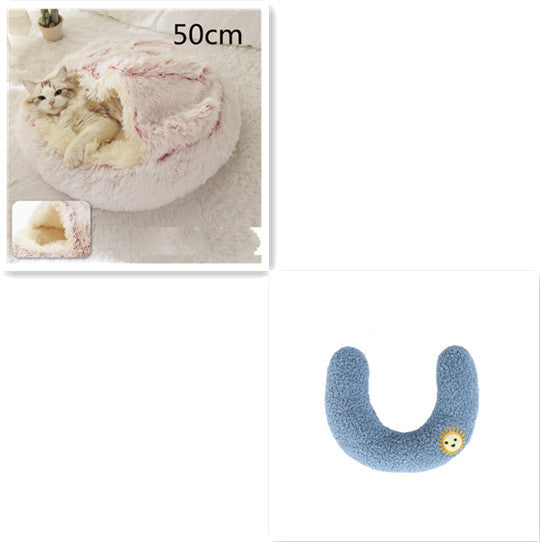 2 In 1 Dog And Cat Bed Pet Winter Bed Round Plush Warm Bed House Soft Long Plush Pets Bed Pet Products - happyshop365247