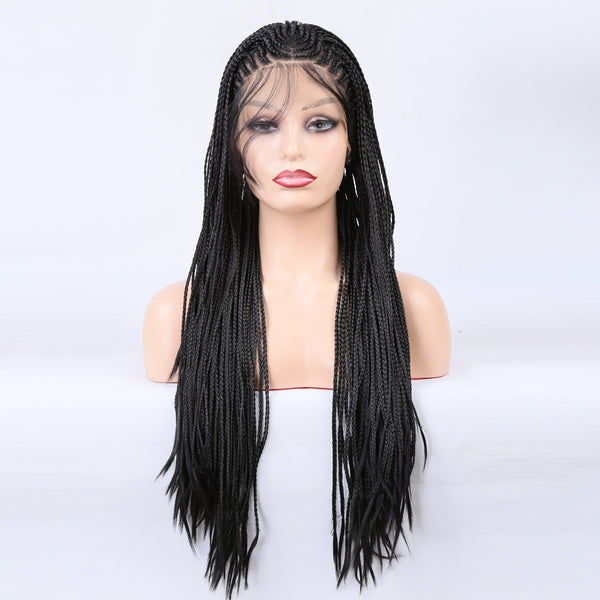 Braided Wigs Three Strand Lotus Dreadlocks Women's Chemical Fiber Front Lace Wig Headgear Lace Wigs - happyshop365247
