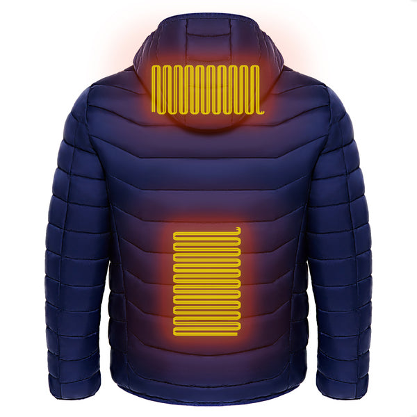 Men Heated Puffer Jacket Electric Heating Coat Insulated Hood Windbreaker 9Heat Zones - happyshop365247