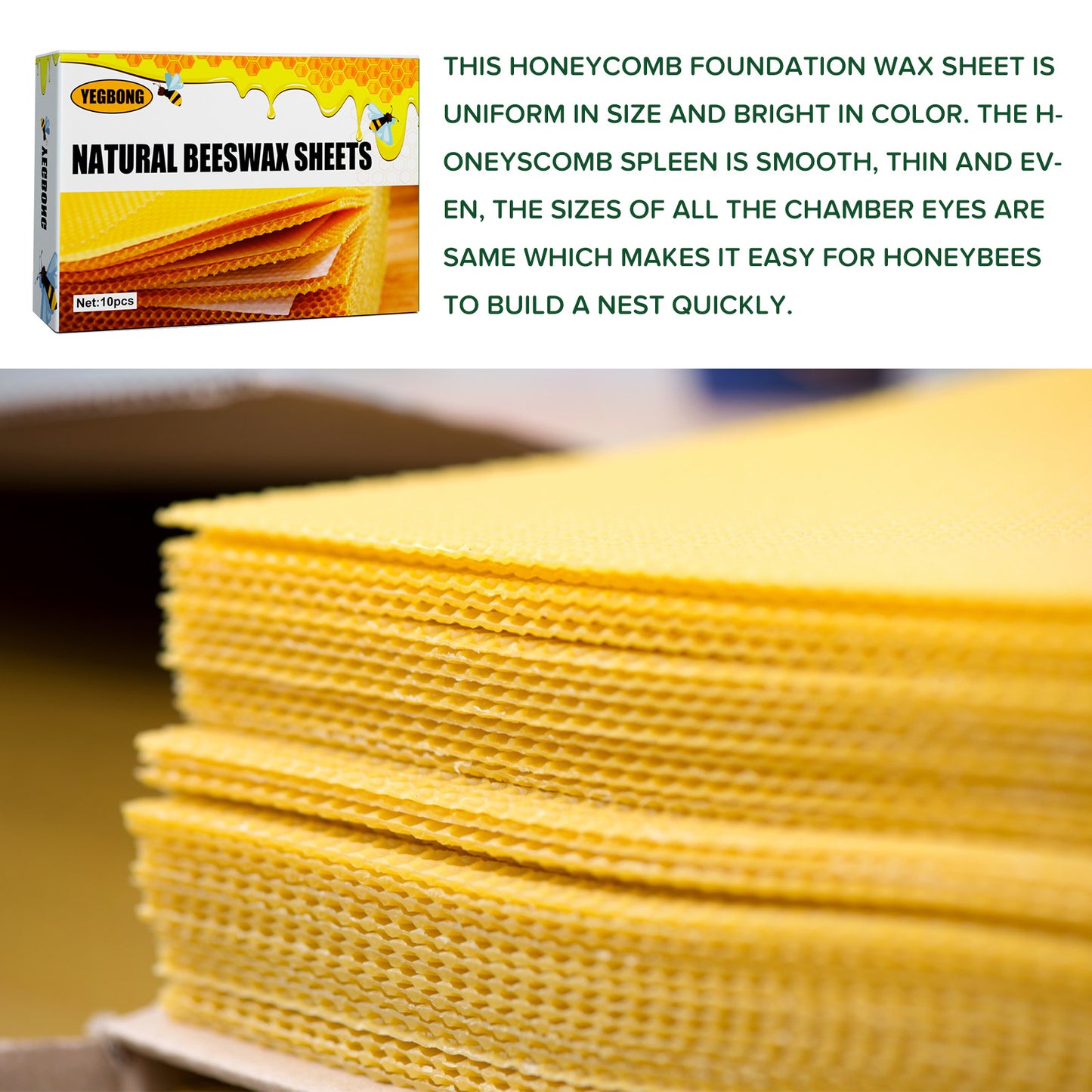 Natural Beeswax Sheets Excellent Deep Room Nest Honey Hive Frame Pieces