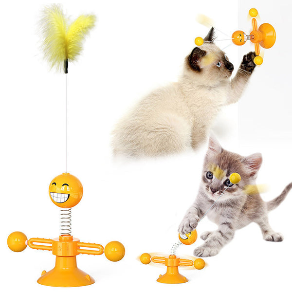 Cat Rotating Windmill Multi-Function Toys Itch Scratching Device Teeth Shining Toy - happyshop365247