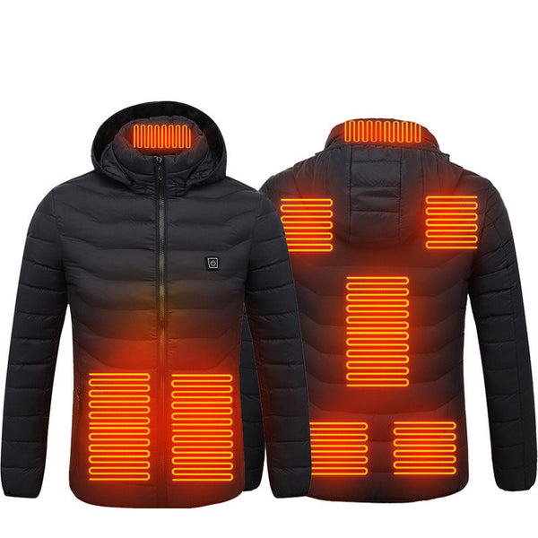 Men Heated Puffer Jacket Electric Heating Coat Insulated Hood Windbreaker 9Heat Zones - happyshop365247