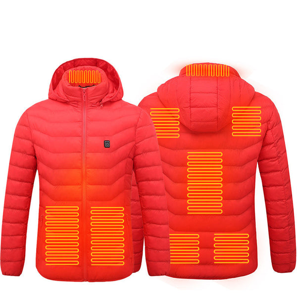 Men Heated Puffer Jacket Electric Heating Coat Insulated Hood Windbreaker 9Heat Zones - happyshop365247