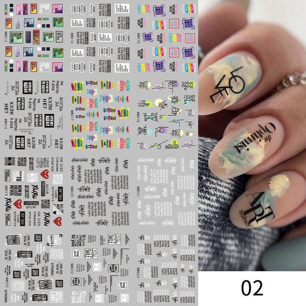New European And American Feng Shui Print Line Flower Nail Stickers - happyshop365247