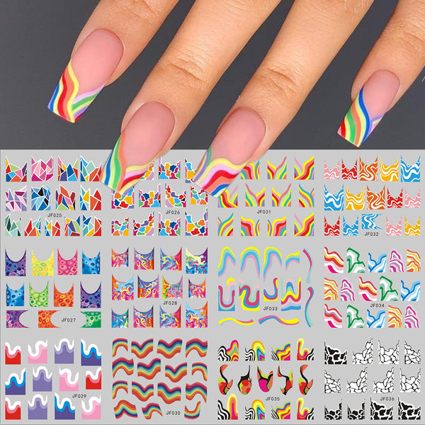New European And American Feng Shui Print Line Flower Nail Stickers - happyshop365247