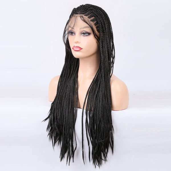 Braided Wigs Three Strand Lotus Dreadlocks Women's Chemical Fiber Front Lace Wig Headgear Lace Wigs - happyshop365247
