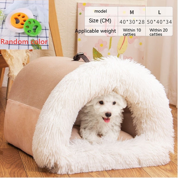 New Splice Portable Pet Nest Portable Autumn And Winter Warm Dog Nest Moisture-proof Long Fur Cat Nest Cross Border Pet Nest - happyshop365247