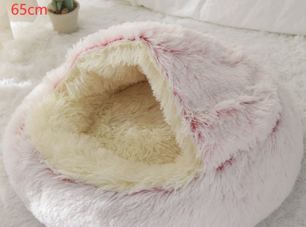 2 In 1 Dog And Cat Bed Pet Winter Bed Round Plush Warm Bed House Soft Long Plush Pets Bed Pet Products - happyshop365247