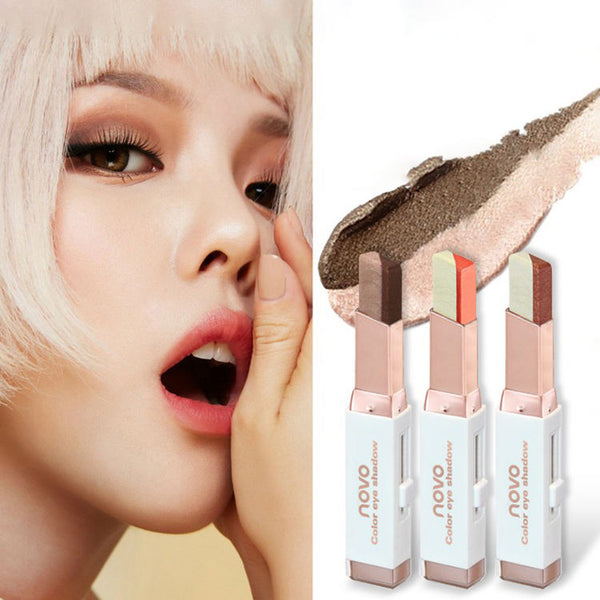 Eyeshadow Stick Stereo Gradient Shimmer Double Color Cream Pen Eye Makeup Cosmetics Tool - happyshop365247