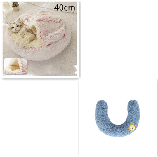 2 In 1 Dog And Cat Bed Pet Winter Bed Round Plush Warm Bed House Soft Long Plush Pets Bed Pet Products - happyshop365247