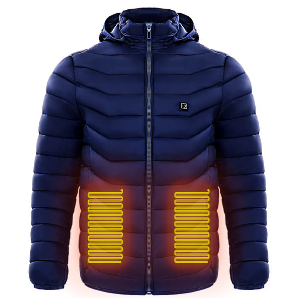 Men Heated Puffer Jacket Electric Heating Coat Insulated Hood Windbreaker 9Heat Zones - happyshop365247