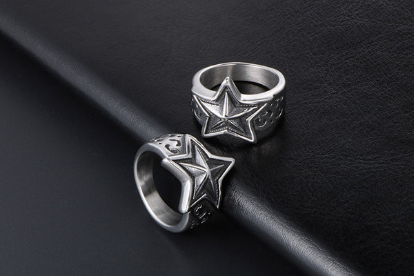 Stainless Steel Ring Men And Women Star Jewelry - happyshop365247