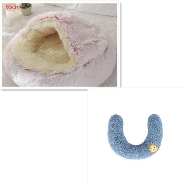 2 In 1 Dog And Cat Bed Pet Winter Bed Round Plush Warm Bed House Soft Long Plush Pets Bed Pet Products - happyshop365247