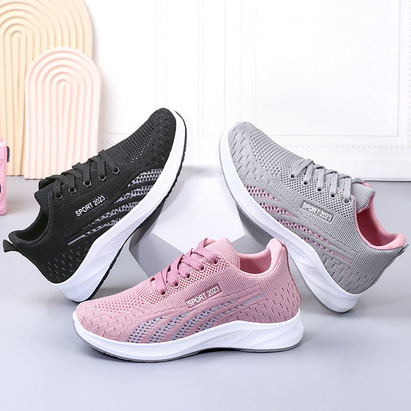 Spring and Autumn flat-bottomed woven mesh shoes for women's casual soft soles and lightweight running shoes - happyshop365247