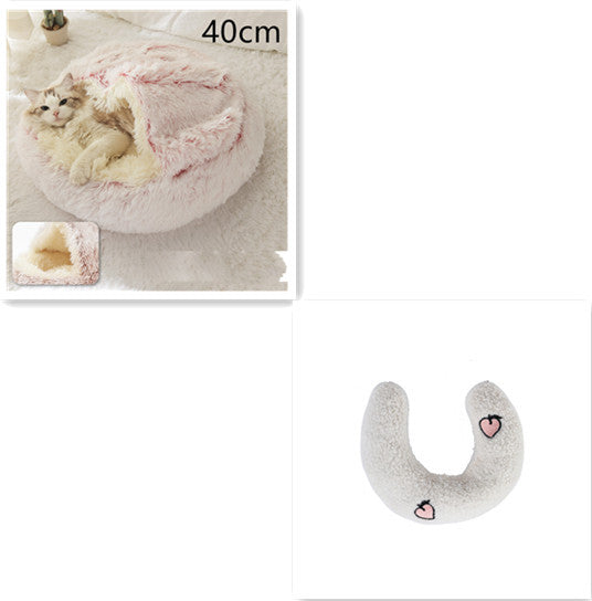 2 In 1 Dog And Cat Bed Pet Winter Bed Round Plush Warm Bed House Soft Long Plush Pets Bed Pet Products - happyshop365247