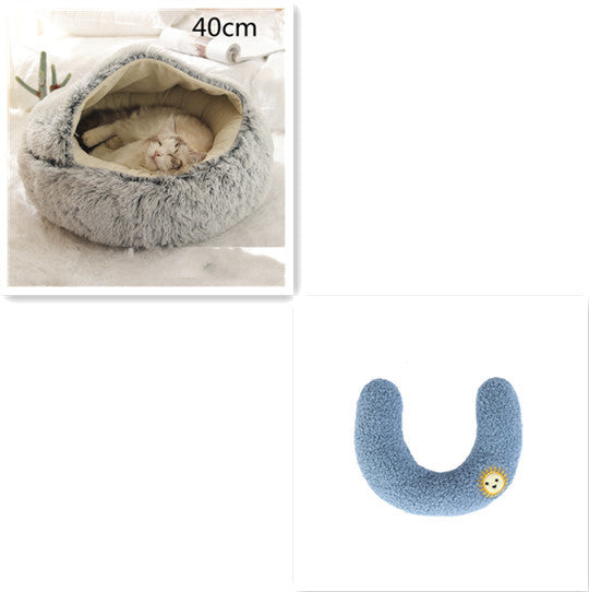2 In 1 Dog And Cat Bed Pet Winter Bed Round Plush Warm Bed House Soft Long Plush Pets Bed Pet Products - happyshop365247