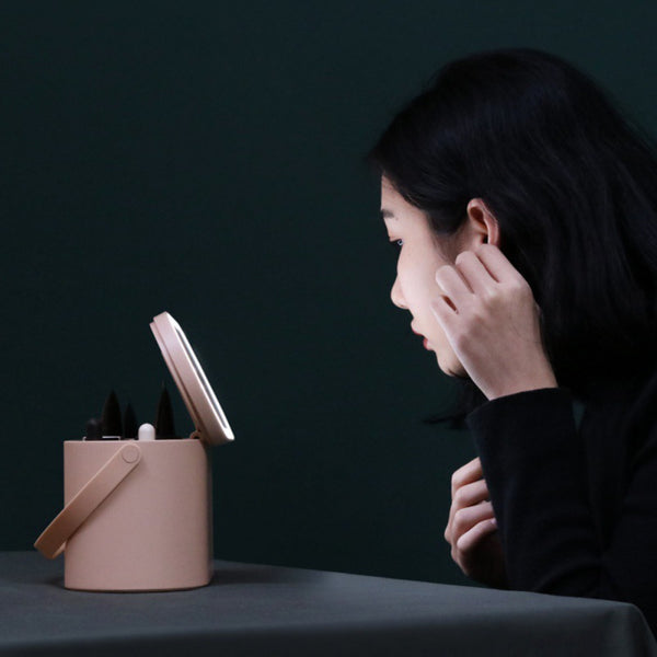 Portable Makeup Case Makeup Mirror With Led Light Creative 2 In 1 Cosmetic Storage Box Travel Cosmetic Bag Container - happyshop365247