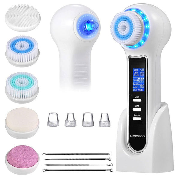 3 In 1 Electric Facial Cleaner Sonic Vibration Facial Brush Machine Waterproof Facial Cleansing Brush - happyshop365247