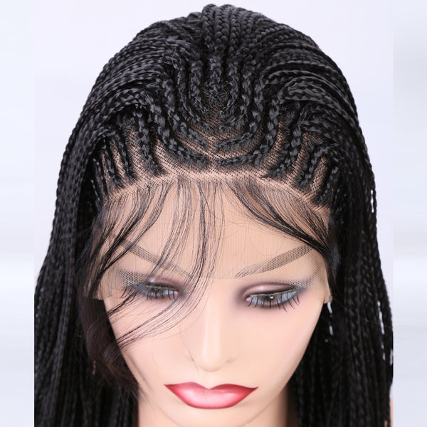 Braided Wigs Three Strand Lotus Dreadlocks Women's Chemical Fiber Front Lace Wig Headgear Lace Wigs - happyshop365247