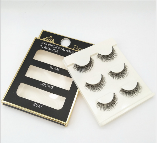 3 Pairs Professional Hand Made Soft Eyelash Charming Natural Long False Eyelashes Extensions Sexy Eye lashes Makeup Beauty Tools - happyshop365247