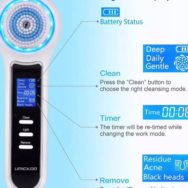 3 In 1 Electric Facial Cleaner Sonic Vibration Facial Brush Machine Waterproof Facial Cleansing Brush - happyshop365247