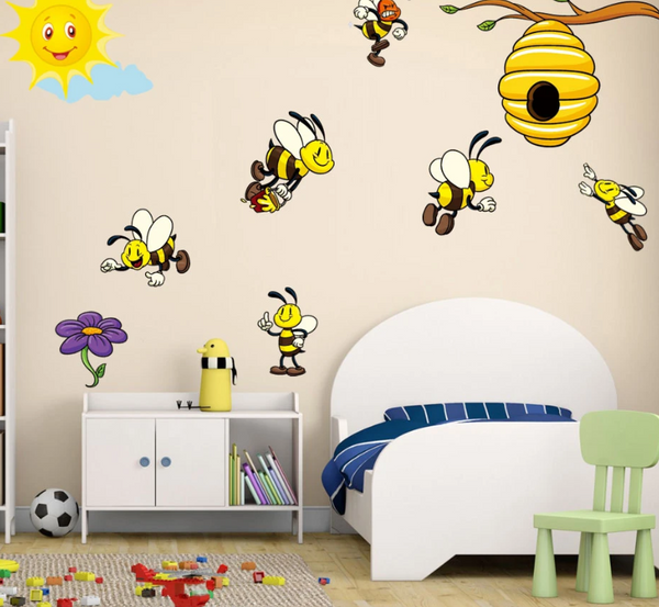 Flying Bees and Hive Wall Stickers - happyshop365247