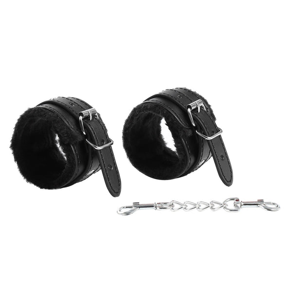 Funny Adult Articles Plush Black Handcuffs Red Pink Leather Adult Articles Tie Hands With Iron Chains - happyshop365247