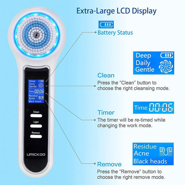 3 In 1 Electric Facial Cleaner Sonic Vibration Facial Brush Machine Waterproof Facial Cleansing Brush - happyshop365247