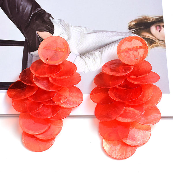 Beauty Fashion Earrings Shell Long Multi-piece Jewelry - happyshop365247