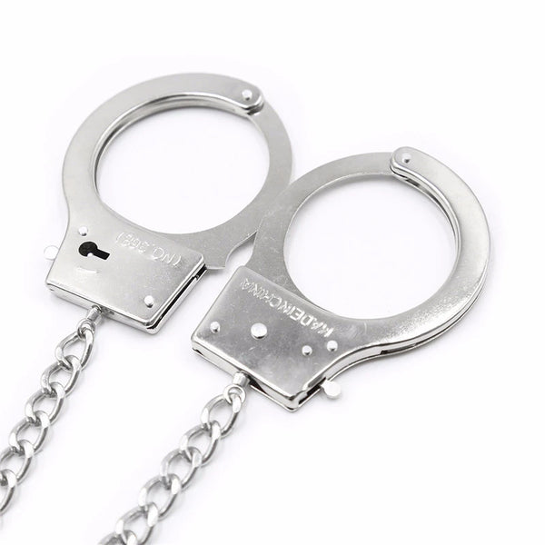 New Metal Bondage Sex Handcuffs Connect with Anal Plug Adult SM Sex Toys Bondage Fetish Sex Products - happyshop365247