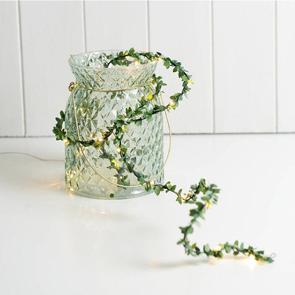 2 M 20LED Artificial Leaf Garland Plants Vine Fake Foliage Handmade for Home Decor Wedding Decoration DIY Wreath Silk Flower - happyshop365247