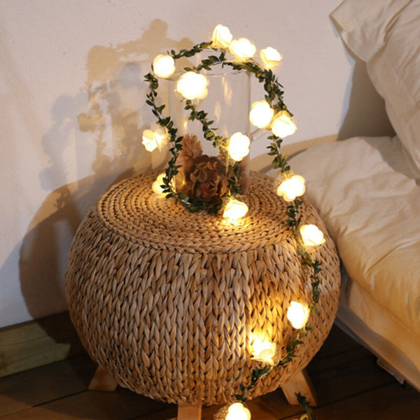 2 M 20LED Artificial Leaf Garland Plants Vine Fake Foliage Handmade for Home Decor Wedding Decoration DIY Wreath Silk Flower - happyshop365247