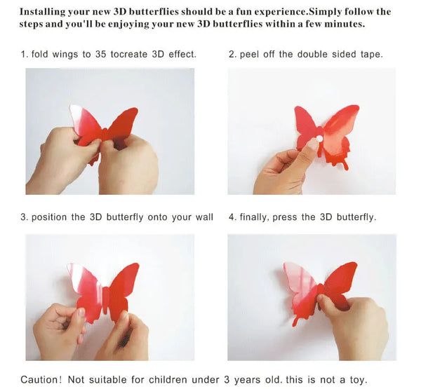 New Style 12Pcs Double Layer 3D Butterfly Wall Stickers Home Room Decor Butterflies For Wedding Decoration Magnet Fridge Decals - happyshop365247