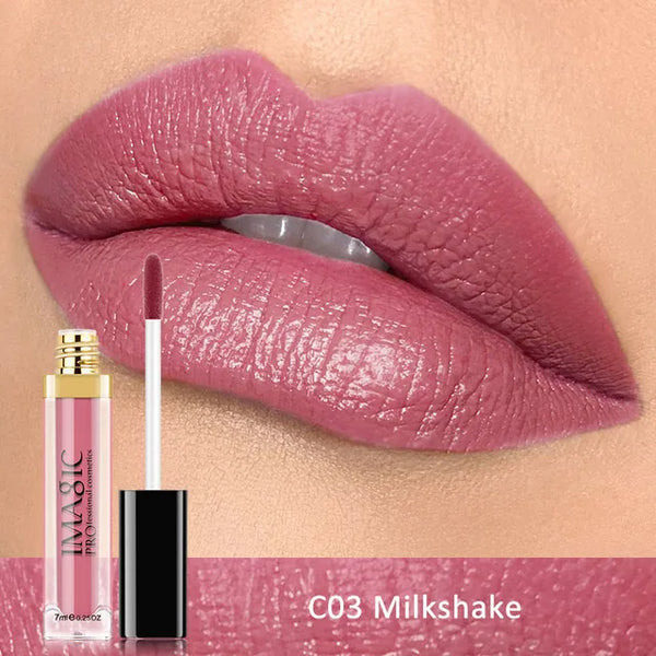 IMAGIC Waterproof Lip Gloss Matte Liquid Lipstick Matte Lipstick Lipkit Cosmetics Makeup Nude 12color - happyshop365247