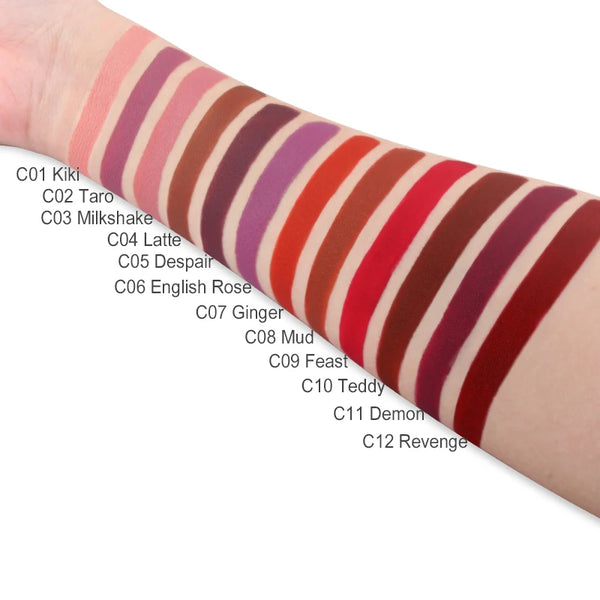 IMAGIC Waterproof Lip Gloss Matte Liquid Lipstick Matte Lipstick Lipkit Cosmetics Makeup Nude 12color - happyshop365247