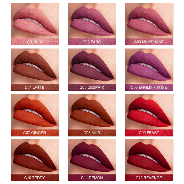 IMAGIC Waterproof Lip Gloss Matte Liquid Lipstick Matte Lipstick Lipkit Cosmetics Makeup Nude 12color - happyshop365247