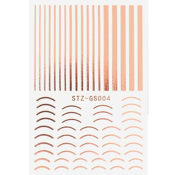 3D Lines Nail Stickers DIY Rose Gold Metal Stripe Lines Letters Decals Curve Nail Art Sliders Self Adhesive Decorations Manicure - happyshop365247