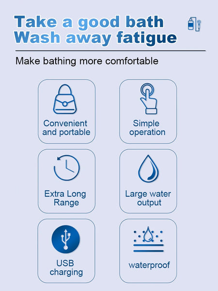 Portable Outdoor Shower Set Handheld Shower Head Adjustable Flow Camping Shower for Hiking Backpacking Beach Traveling Gardening - happyshop365247