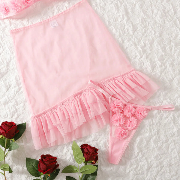 Sexy Babydolls Flower decoration perspective suspender mesh beach wind fuck nightgowns call of the night promotions 99% sales - happyshop365247