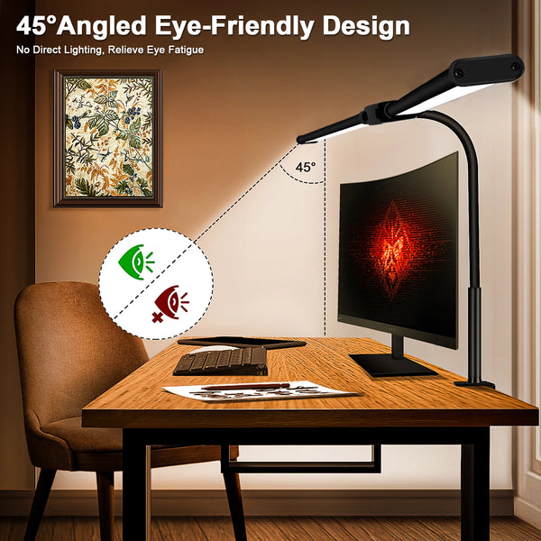 Double Head LED Clip Desk Lamp Architect Table Lamp for Home Office Lighting 3 Color Mode and 10 Dimmable Eye Protect Desk lamps - happyshop365247