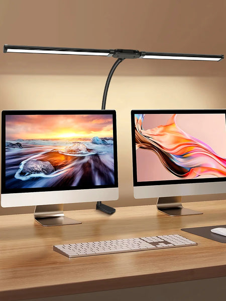 Double Head LED Clip Desk Lamp Architect Table Lamp for Home Office Lighting 3 Color Mode and 10 Dimmable Eye Protect Desk lamps - happyshop365247