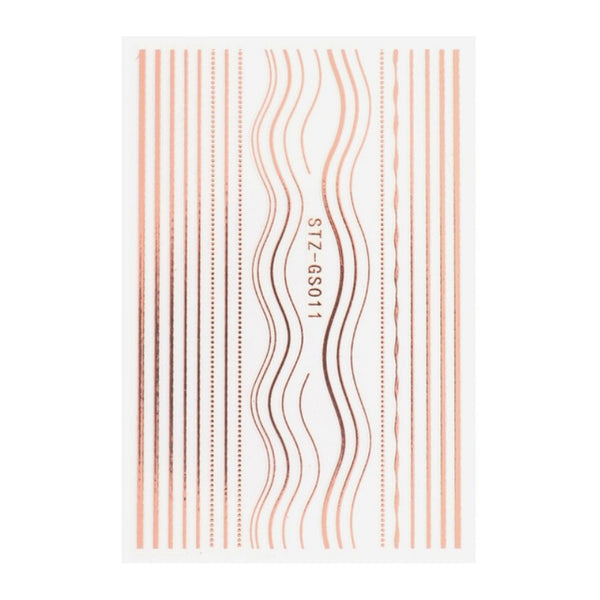 3D Lines Nail Stickers DIY Rose Gold Metal Stripe Lines Letters Decals Curve Nail Art Sliders Self Adhesive Decorations Manicure - happyshop365247
