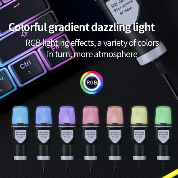 Condenser Professional Microphone Mic For PC Laptop Computer Gaming USB Wired Streaming Podcast Studio Mike Kit Gamer Accessory - happyshop365247