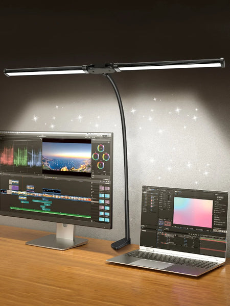Double Head LED Clip Desk Lamp Architect Table Lamp for Home Office Lighting 3 Color Mode and 10 Dimmable Eye Protect Desk lamps - happyshop365247